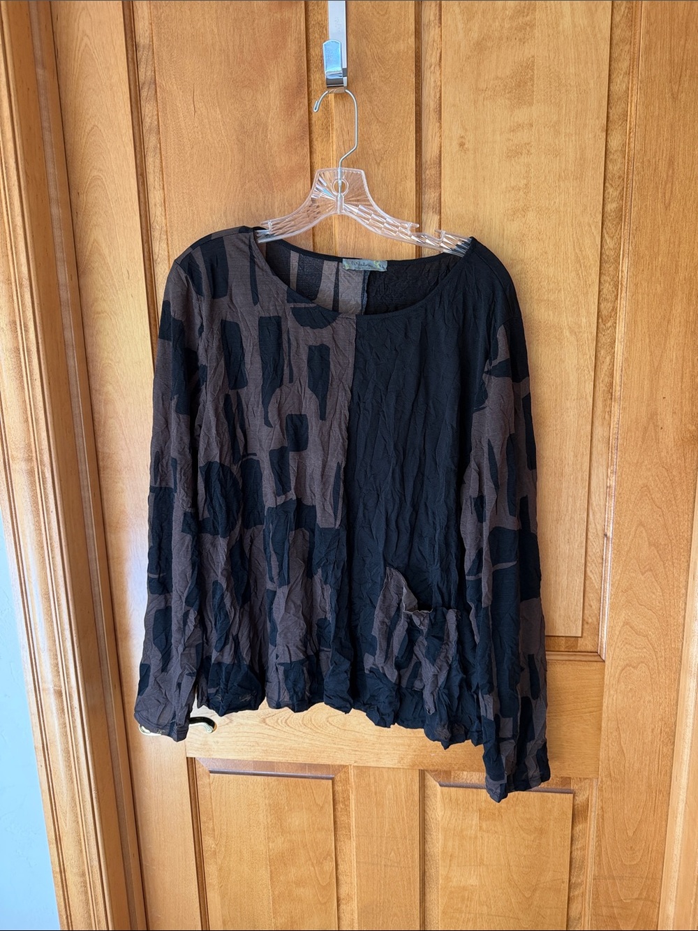 Chalet Black and Brown Patchwork Scoop-Neck Tunic